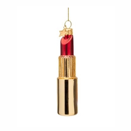 Vondels Glasornament Rød Pink Læbestift H11cm hos parfumerihamoghende.dk 